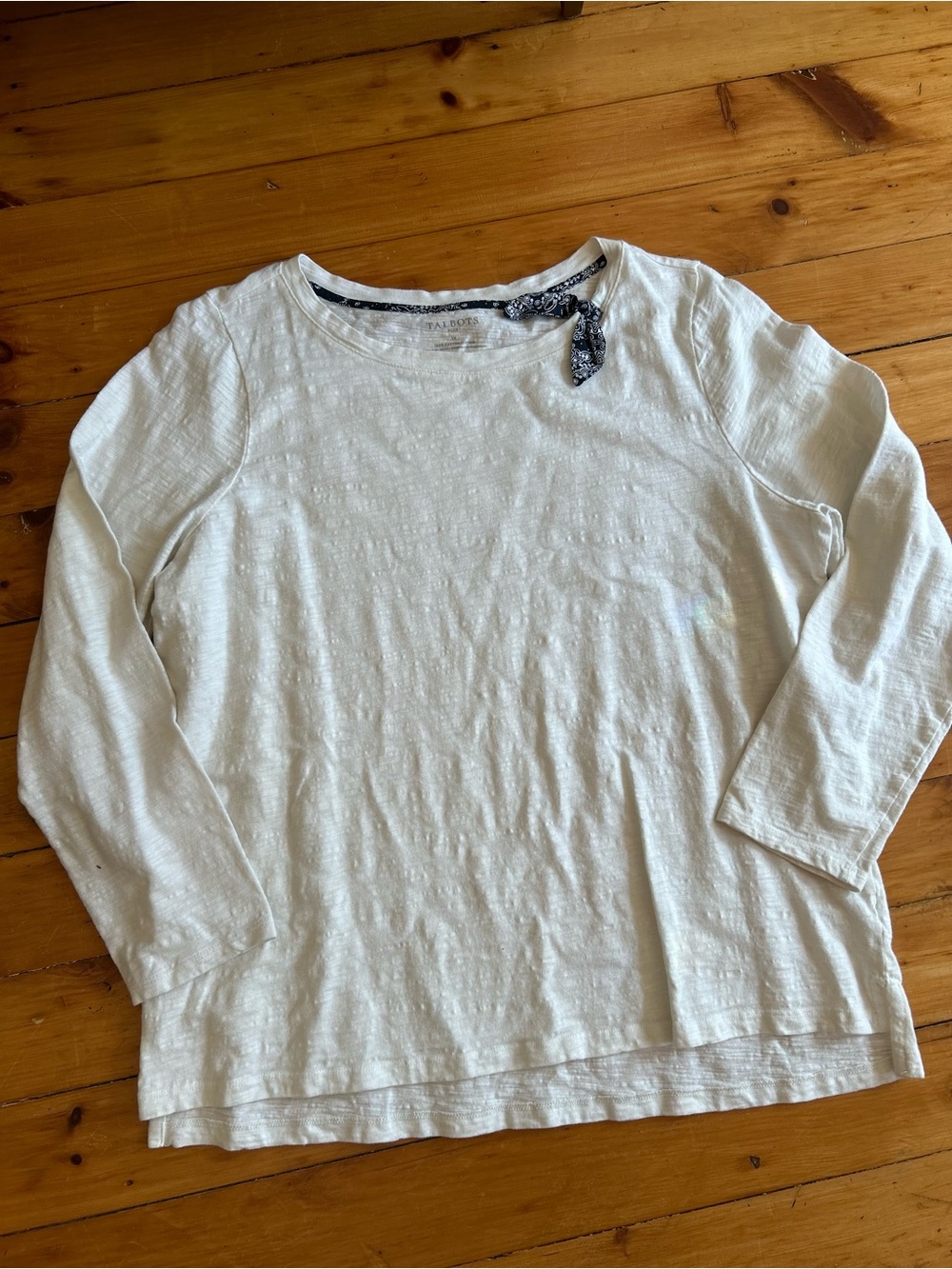 Talbots white slub shirt cotton 1x paisley neck tie